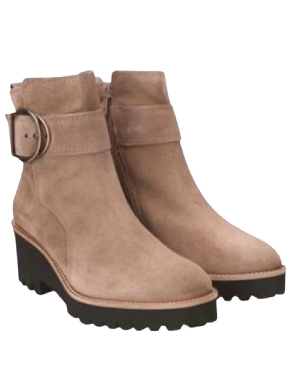 Paul Green Halo Ankle Boot Suede Leather Brown Lug Sole Moto Combat UK8.5 US11